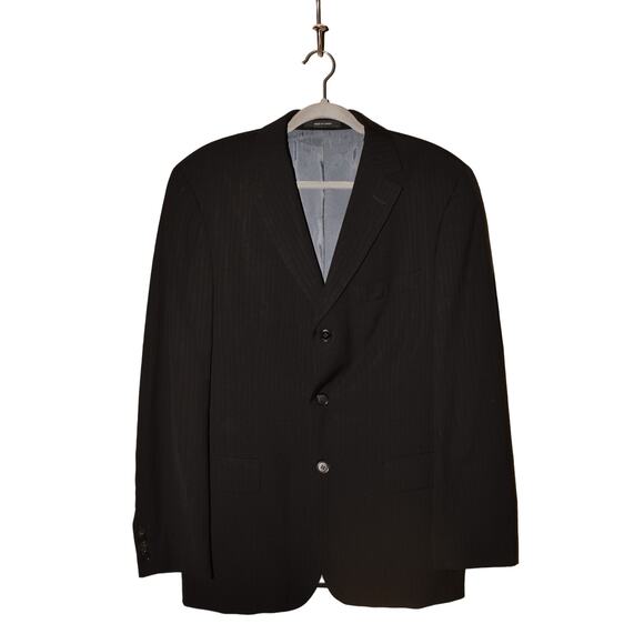 HUGO BOSS $595 Subtle Stripe Black Super 120 Wool Blazer Men's 40R - Picture 1 of 7
